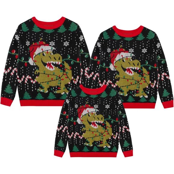 Family Christmas Sweaters Knit Polyester Large Sizes for Women Men Kids - Picture 2 of 6